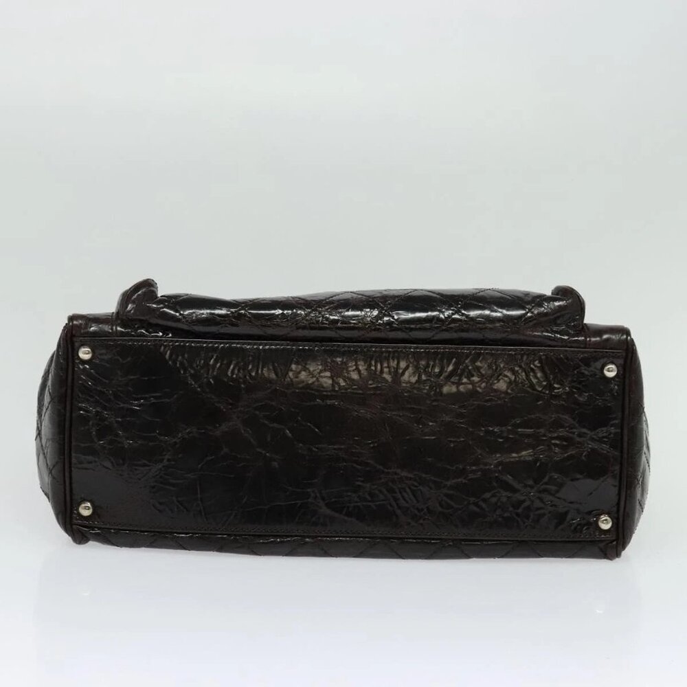 CHANEL Matelasse COCO Mark Hand Bag Patent leather Dark Brown - Picture 5 of 16